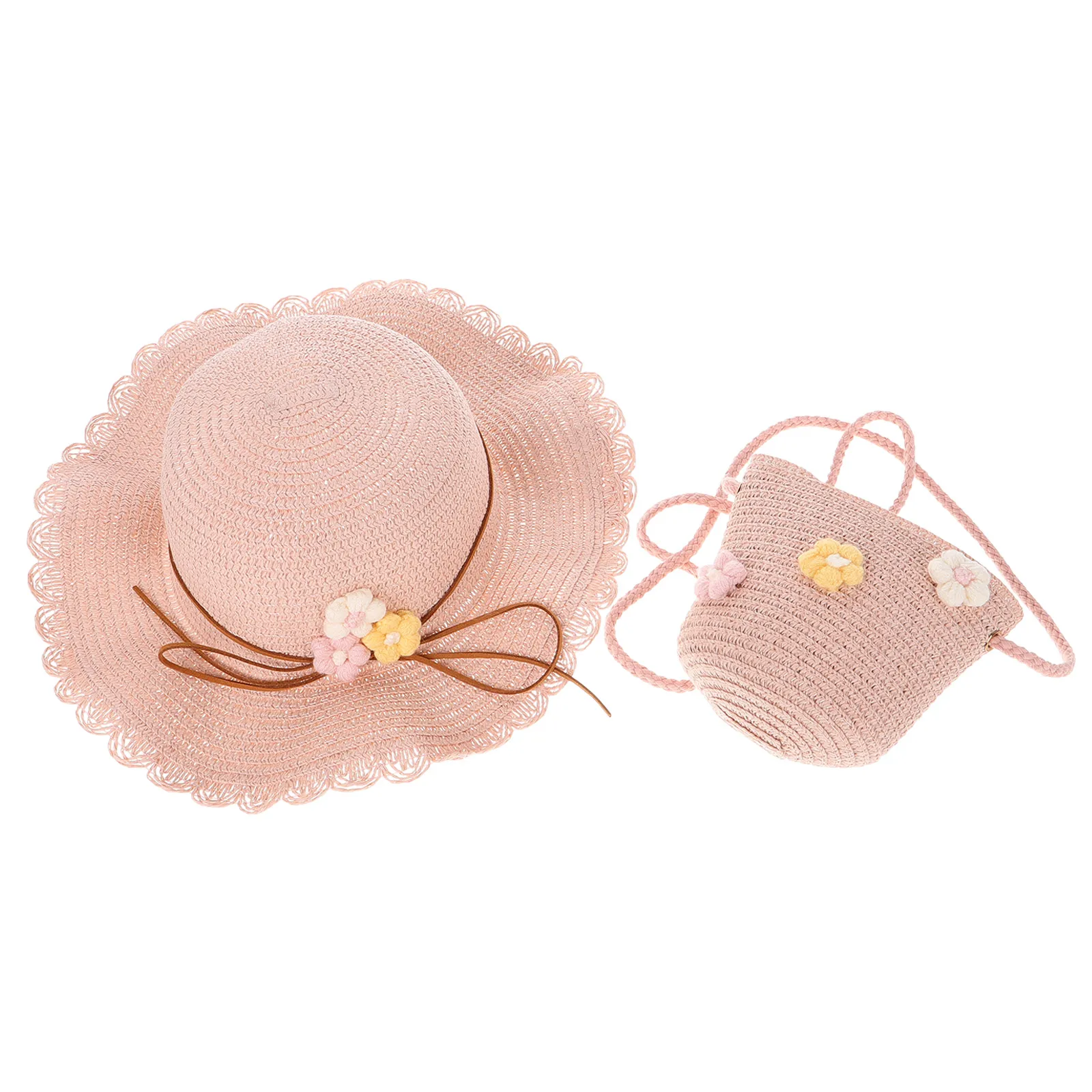 

Beach Bag Vacation Hat Breathable Sun for Embroidered Baby Straw Kids Girl Infant Crushable Girls
