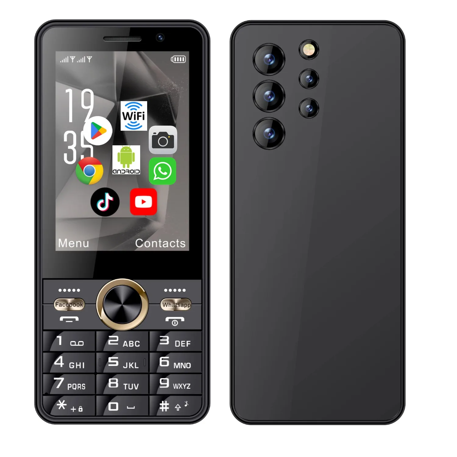 Unlocked 3.5" Touch Screen Keyboard Android Smart Slim Senior Phone 4G LTD Google Play OS 8.1 Push Button Dual SIM WiFi Hotspot