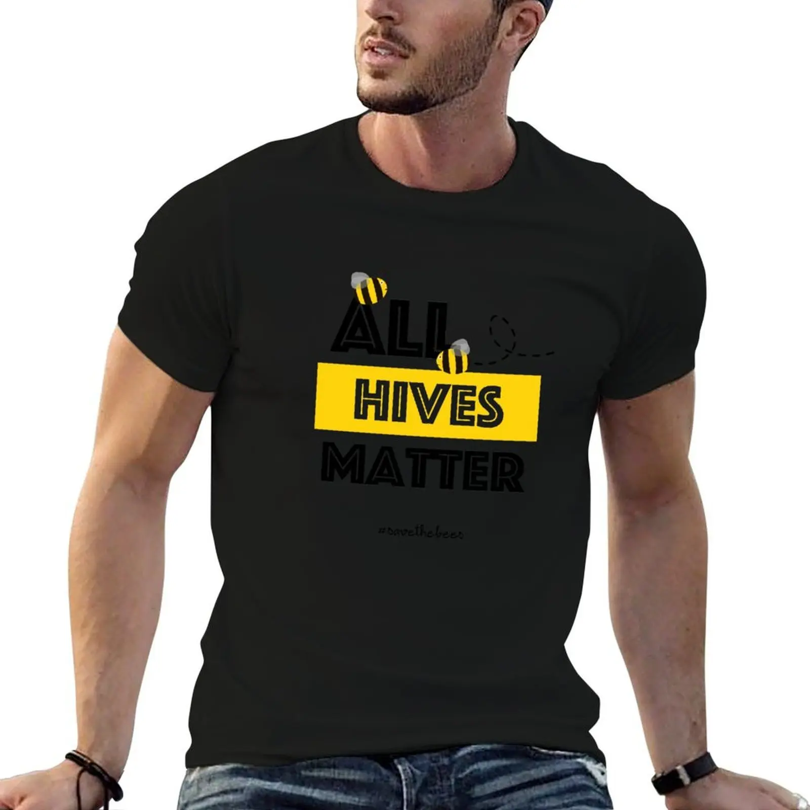 All Hives Matter - Hashtag Save The Bees Conservation T-Shirt plus size clothes blacks men tshirt