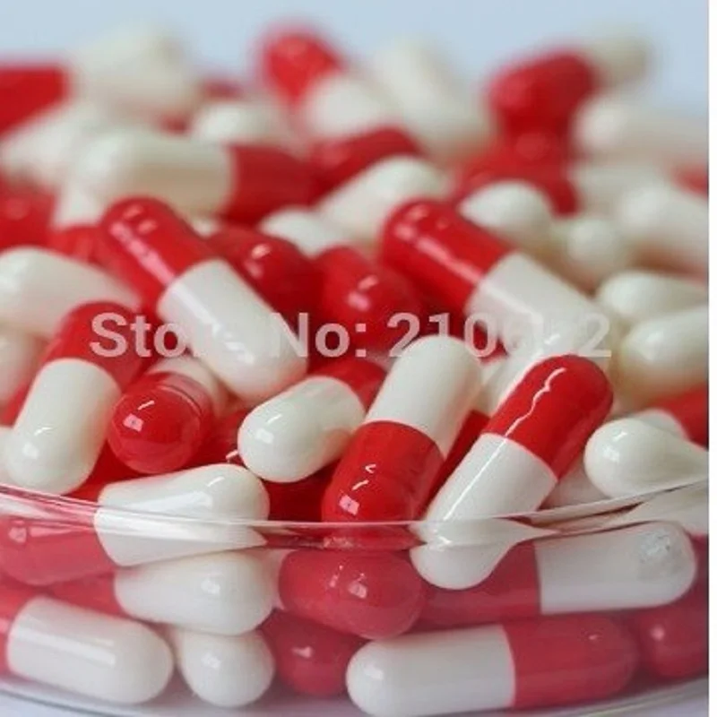 00# 10,000pcs,HPMC  seperated empty gelatin capsules! red-white colored, hard gelatin empty capsule size 00 /Separated /Joined