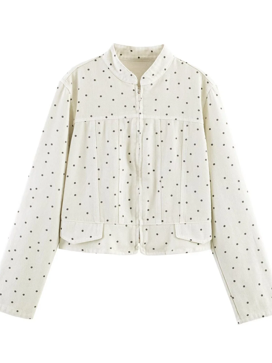 

Dave&di Fashionable Round-neck Polka Dot Waist-cinching Short Jacket Women's Jacket Woman Clothes Tops