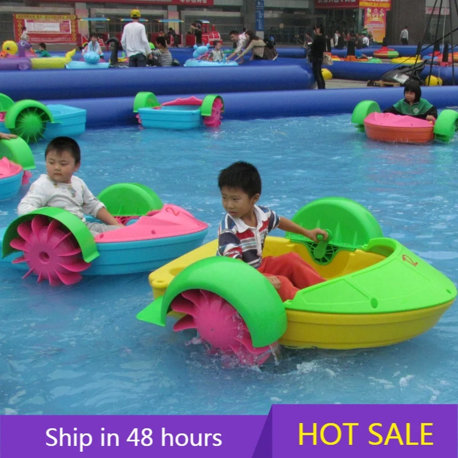 

YTYIN QIQU Quick Payback Water Play Equipment High ROI Low Cost Amusement Ride Kids with 2 Wheels Hand Crank Boat