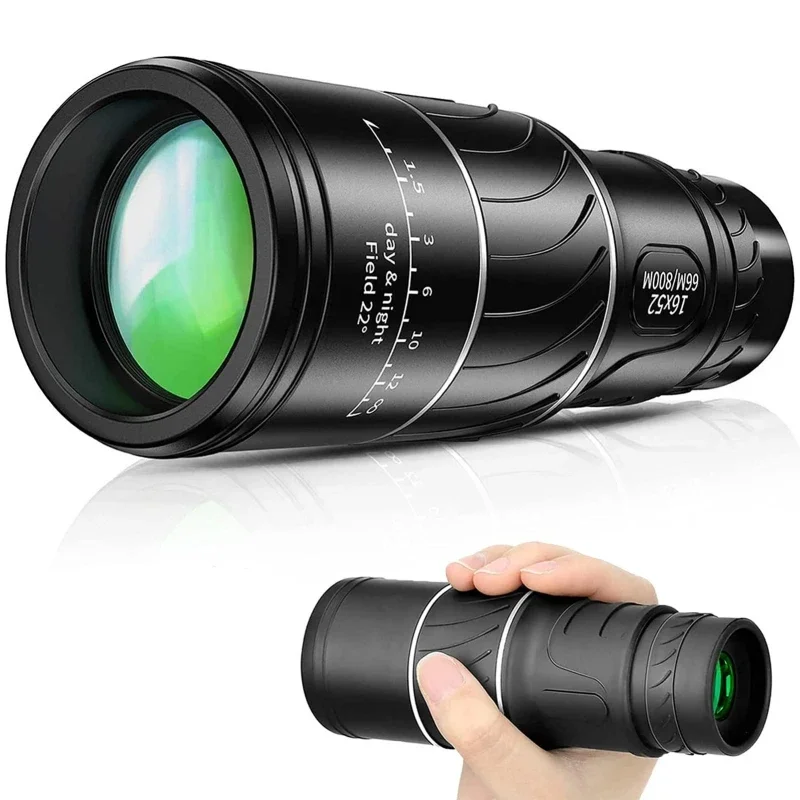 Powerful Monocular Telescope 16x52 Dual Focus Scope Zoom Monocular Prism Compact Monocle for Hunting Camping