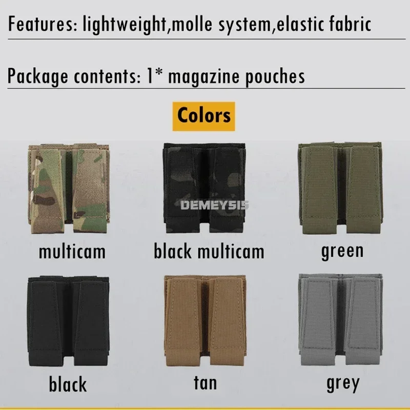 9MM Tactical Pistol Magazine Pouch for Glock SIG P320 2011 H&K Hunting Shooting Double Mag Outdoor Flashlight Knife Tool Bag