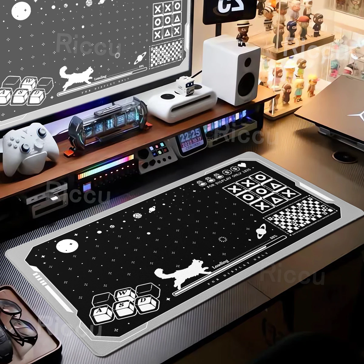 Schwarze Katze Mauspad XXL Cute Kitty Gaming Schreibtischunterlage Minimalistische Schreibtischunterlage Computerunterlage für Büro & Zuhause Tastatur Decort Tablemat