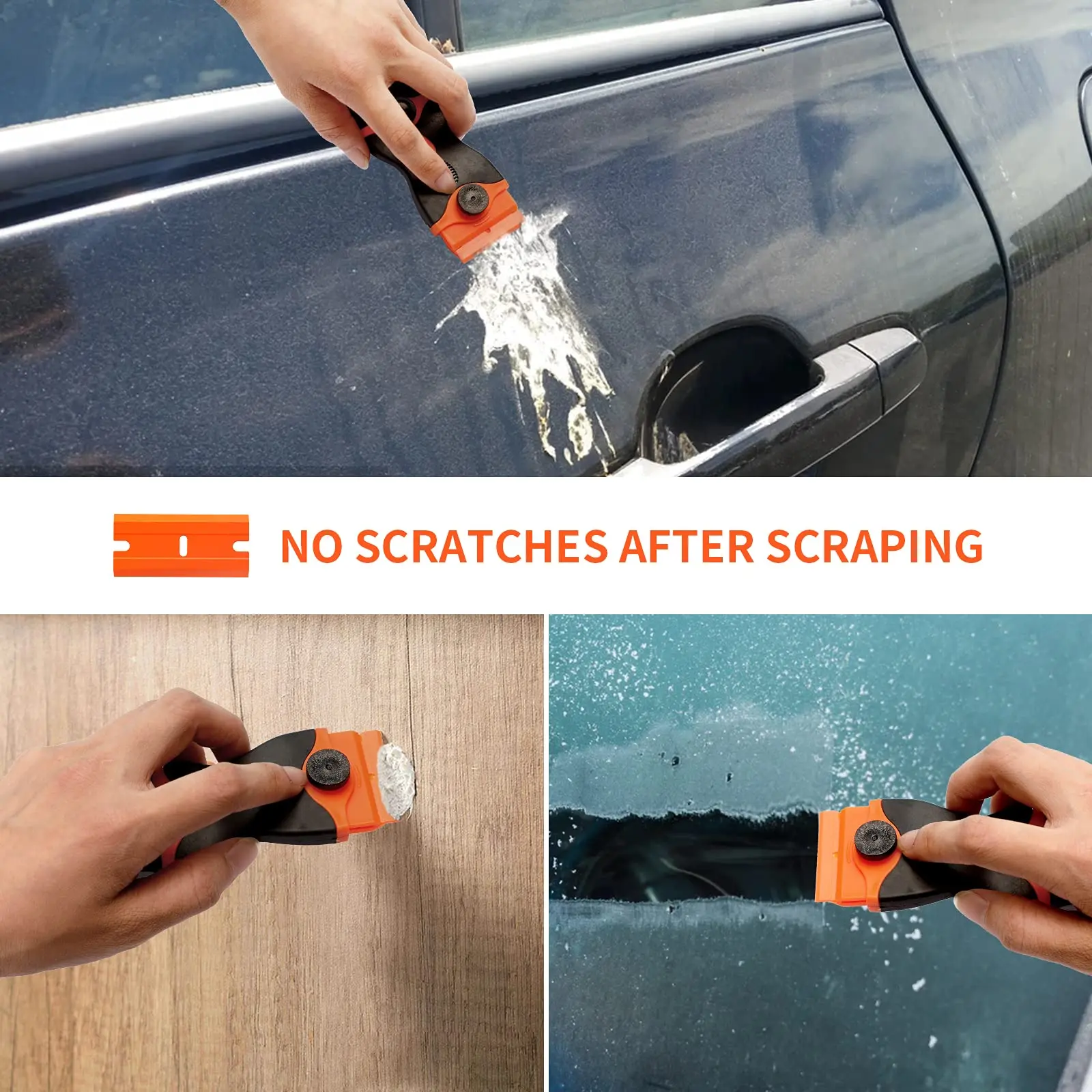 100 Pieces Plastic Razor Blade Label Clean Razor Glue Remover Window Glass Clean Scraper Car Wrap Sticker Squeegee for Hob Oven