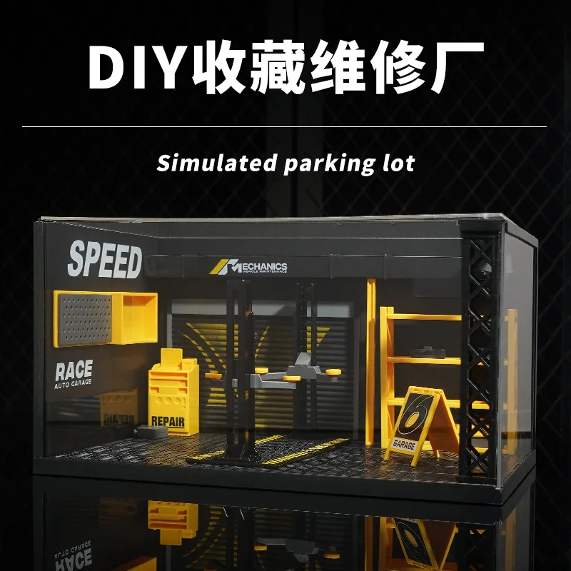 

Simulated alloy DIY scene repair shop with lighting model, simulated architecture, children's puzzle toys, collection gifts