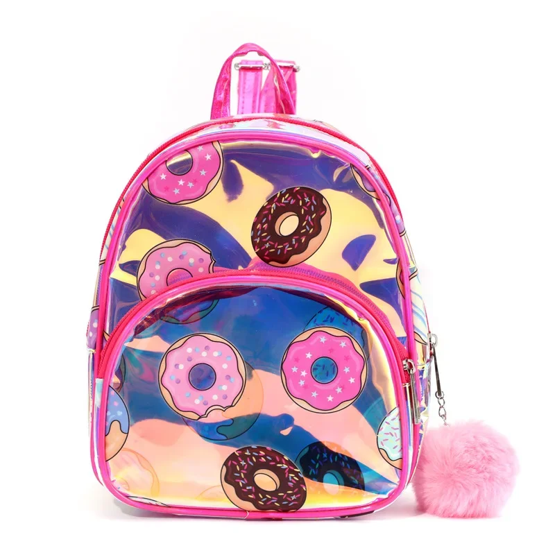 Cartoon Donut Laser Kids School Bag Jelly Children Backpacks Waterproof Cute Backpack Children Kids Fashion PVC School Bag Purse