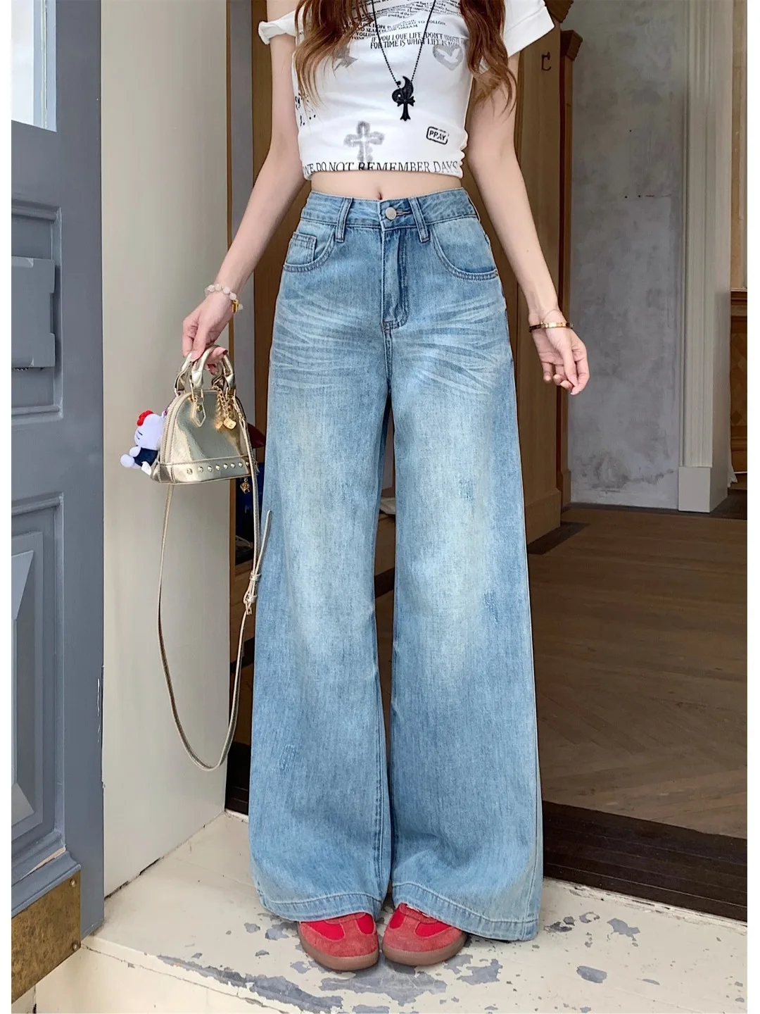 

Retro High Waist Straight Leg Denim Jeans Women's Spring 2026 New Casual Loose Slimming Versatile Long Pants