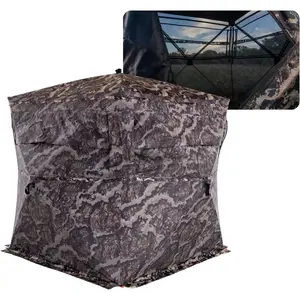 3-Person Deer Hunting Hub Blind with 270-Degree View, Water-Resistant, Durable Design, Backpack Carry Bag, Silent Slide Windows