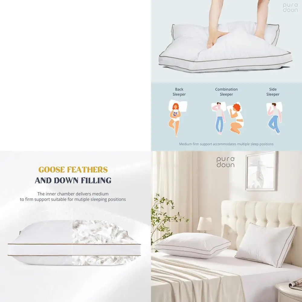 

Подушки из гусиного пуха King Size, качество отеля, конструкция со вставками, набор из 2 шт.