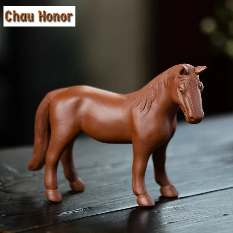 High-end Chinese Zodiac Horse Statue Ornaments Yixing Zisha Tea Pet Sculpture Crafts Teaset Decoration Accessories Birthday Gift