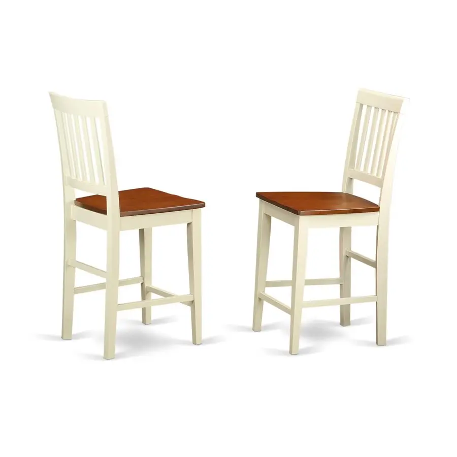 

VNSWHIW Vernon Counter Height Bar Stool Pub Height Wooden Chairs, Set of 2, Buttermilk amp Cherry