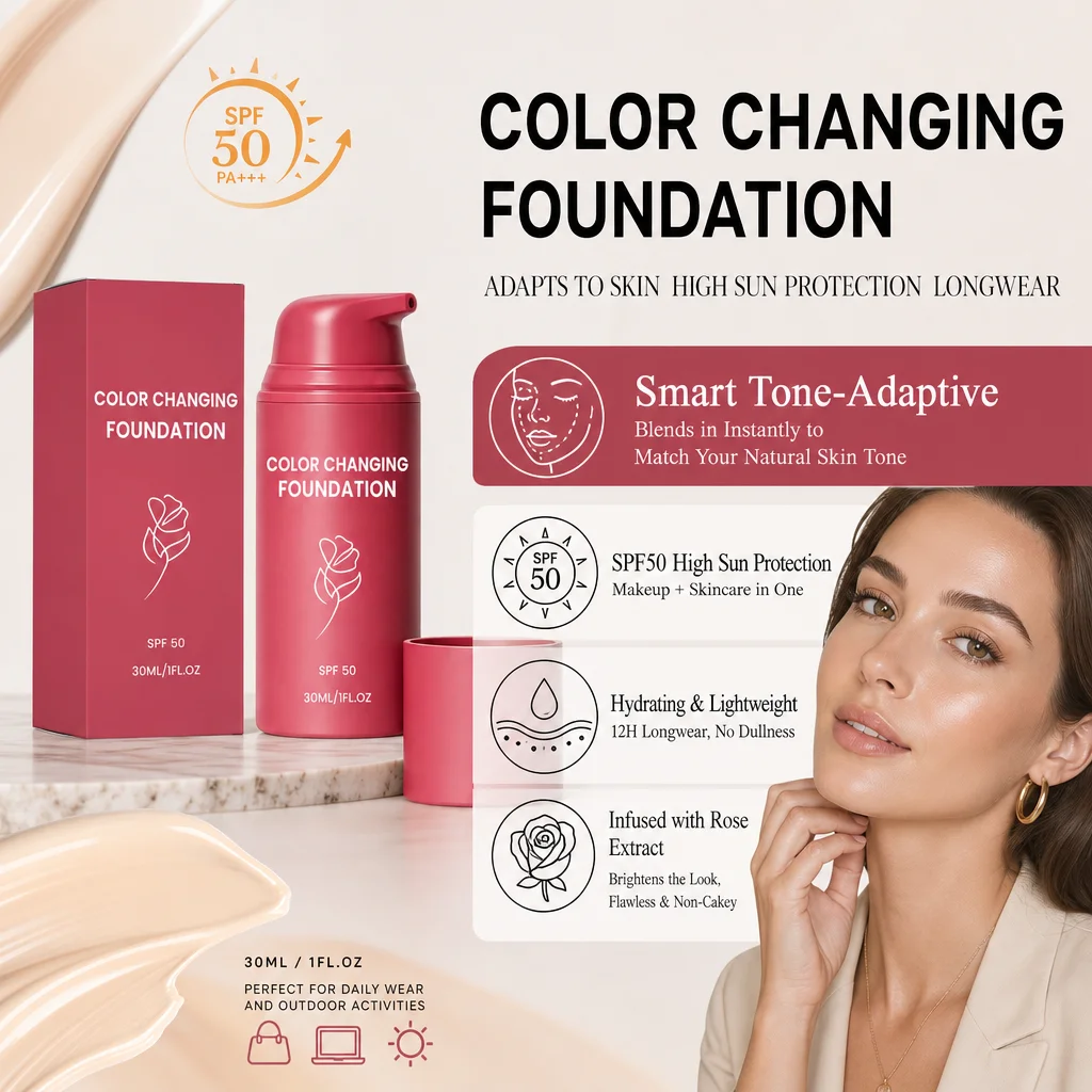 1/2/3/4/5/8 Pcs Magic Color Changing Foundation Tone Face Base Makeup Lightweight Long-lasting
