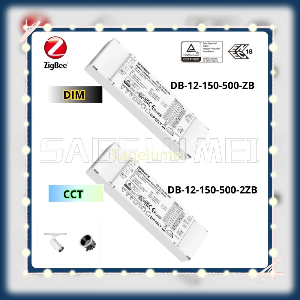 

9-42VDC 1CH/2CH*(150-500mA) 12W Zigbee 3.0 Constant Current DIM/CCT LED Driver DB-12-150-500-ZB/2ZB for LED Lamp/Downlight Light