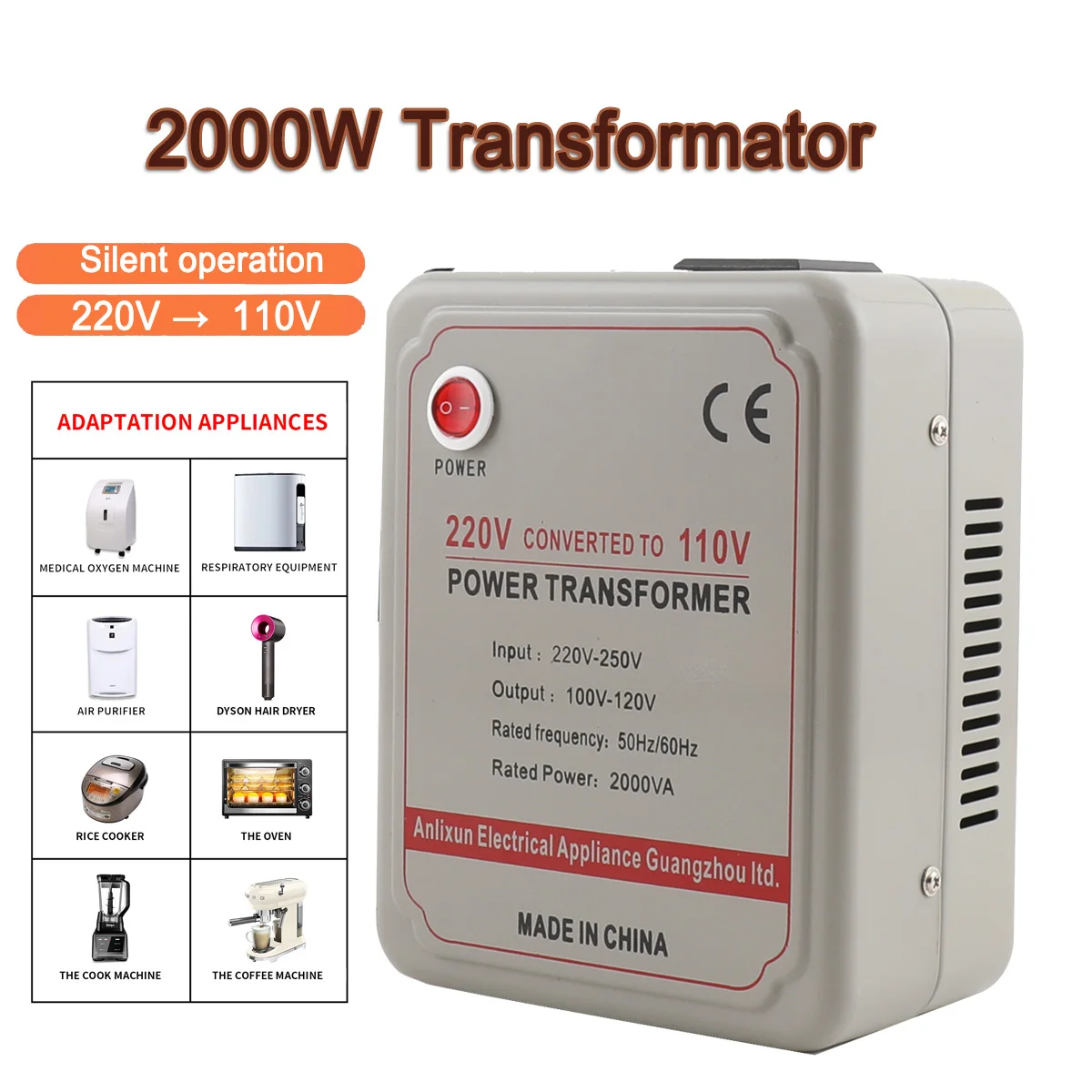 Image of 220V-250V auf 100V-120V Transformator Konverter 500W/1000W/2000W Power Step Up Spannung Step Down Transform Adapter