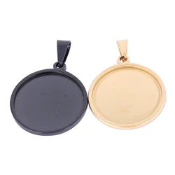 Onwear 10pcs 25mm Gold Plated Black Stainless Steel Cabochon Trays Diy Bezel Pendant Base Settings For Necklace Jewelry Making