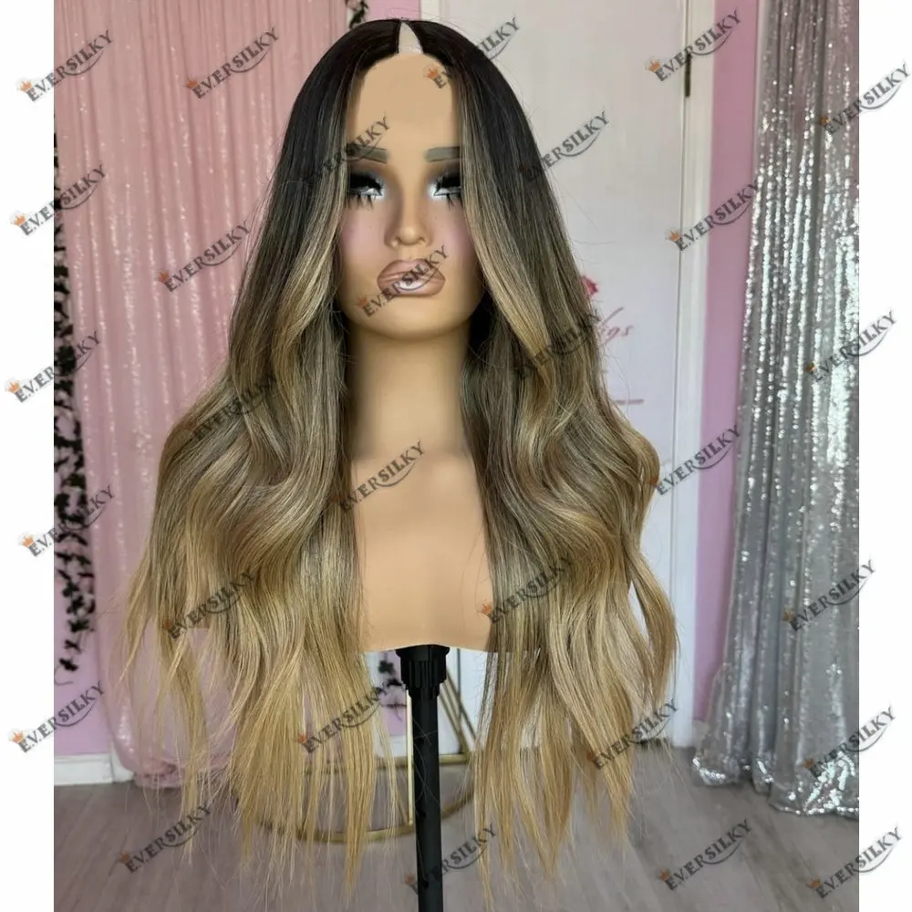 

Dark Roots Ombre U Part Wig Human Hair Wig Loose Wave Baby Hair V Part Wig Brazilian Human Hair Full Machine Made for Women