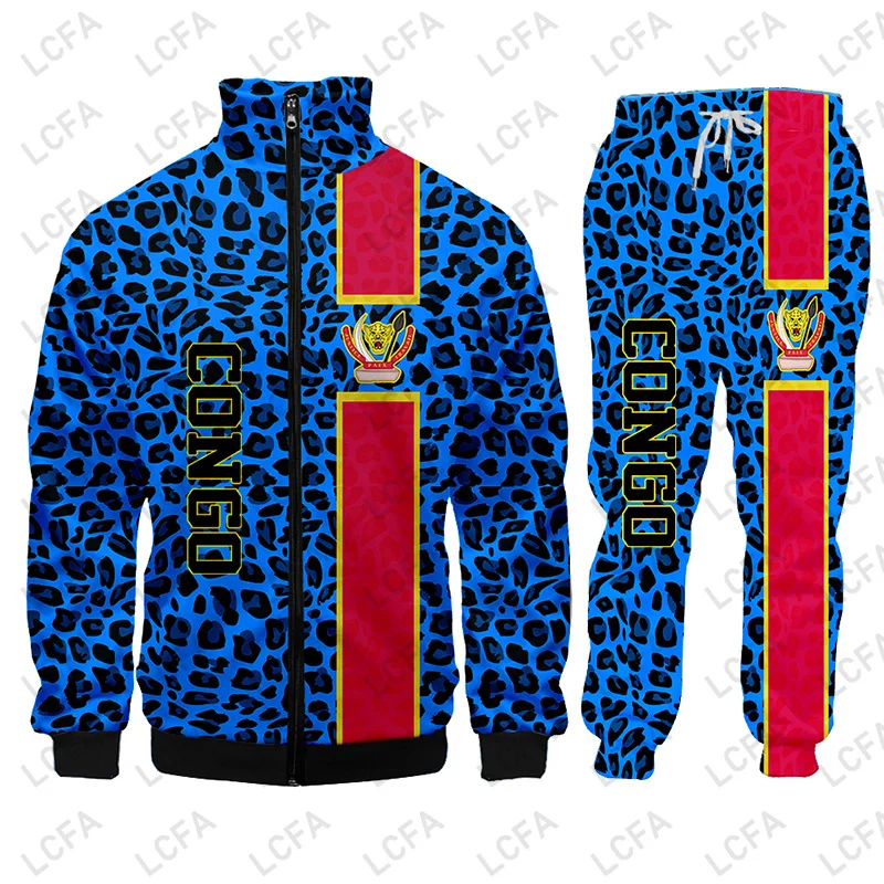 Democratic Republic Of The Congo Flag 3D Print Leopard Sweatshirt Unisex Casual Pullover Tracksuit Men  Men Clothes Sport Jersey