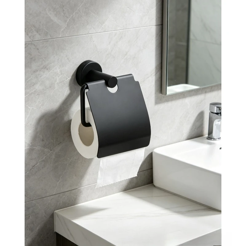 304 Stainless Steel Toilet Paper Holder, American Style Wall Mount Tissue Roll Rack, No Drill Bathroom Tissue Holder