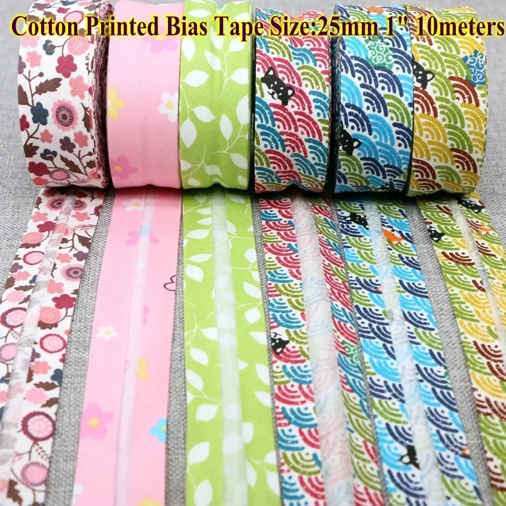 Cotton Bias tape printed flowers, size: 25mm,1\