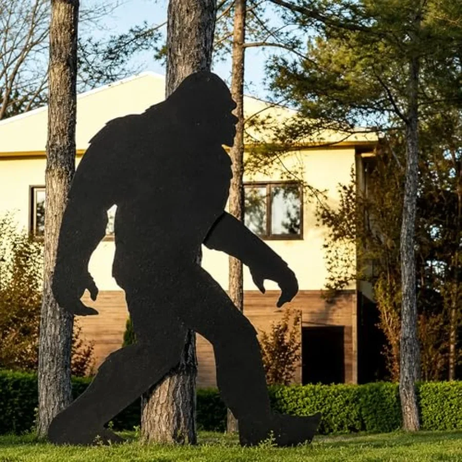 Outdoor Sasquatch yard art for lawn, garden cabin decor; weather-resistant polyresin; brown gray; 7FT tall, lifelike detail, UV