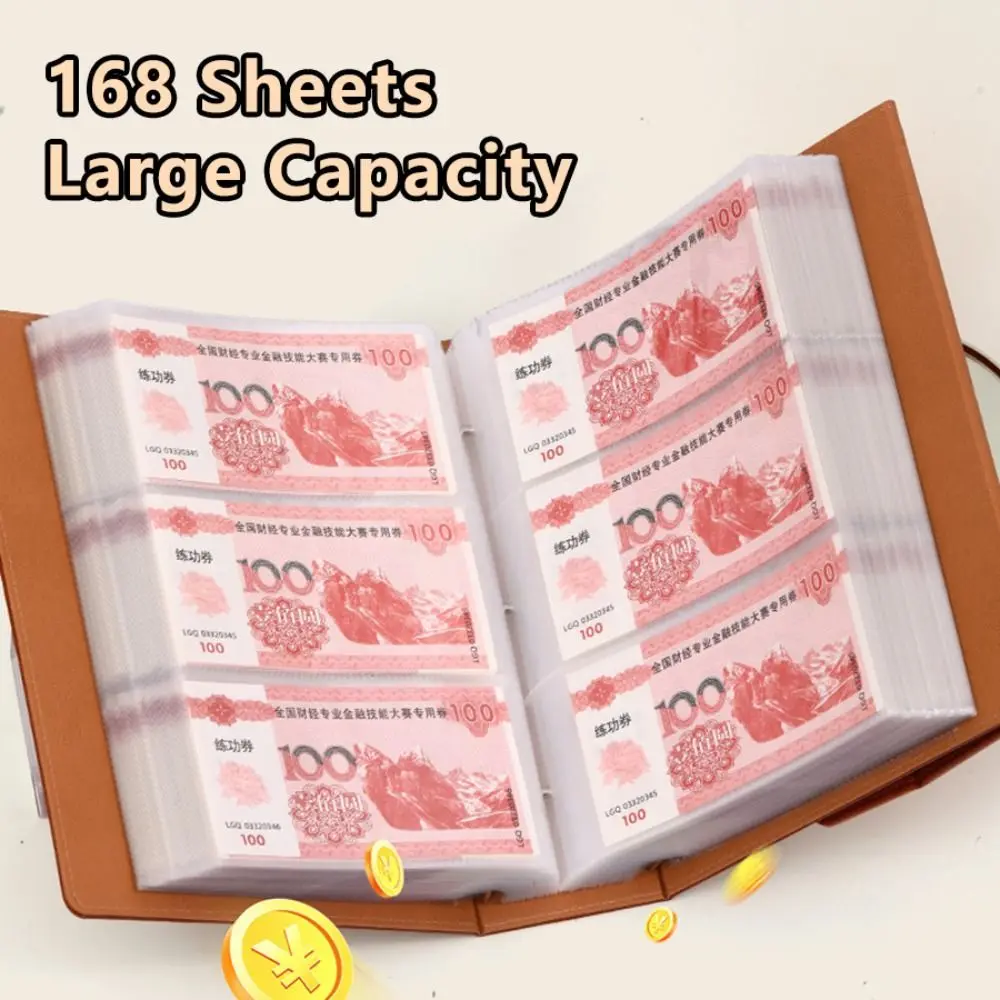 PU Leather Money Savings Binder Large Capacity 1000 Pockets Cash Storage Book with Combination Lock Savings Challenge Book