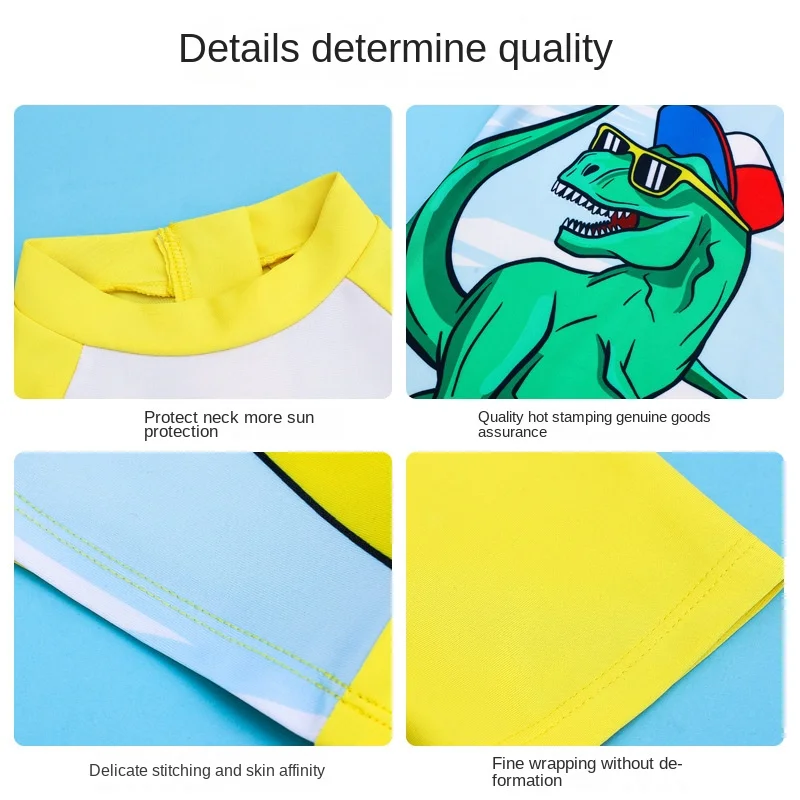 Children's Quick Drying Swimsuit, Boy Dinosaur, Korean Toddler, Sun Protection Swim Suits, Baby, Cute, Spring, Hot Spring