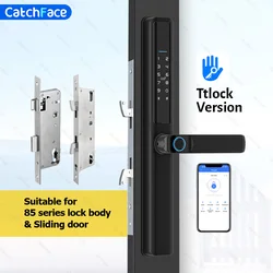 Waterproof Camera Outdoor Fingerprint TUYA WIFI APP RFID Card Code Keyless Smart Electronic Door Lock Aluminum/Glass Sliding