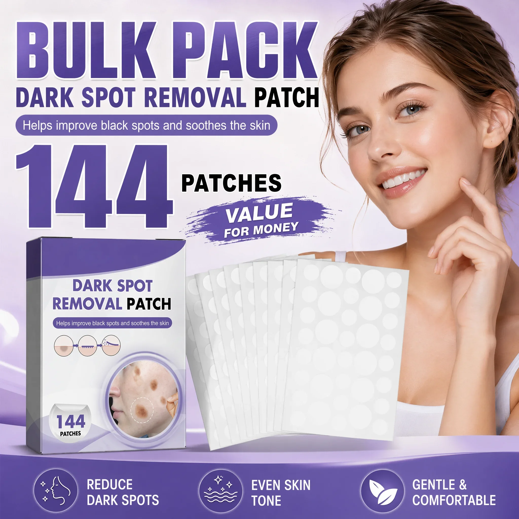 Face Dark Spot Remover Patches, Invisible Acne Pimple Concealer, Brightening Lightening Melasma & Spots Marks Corrector Patches