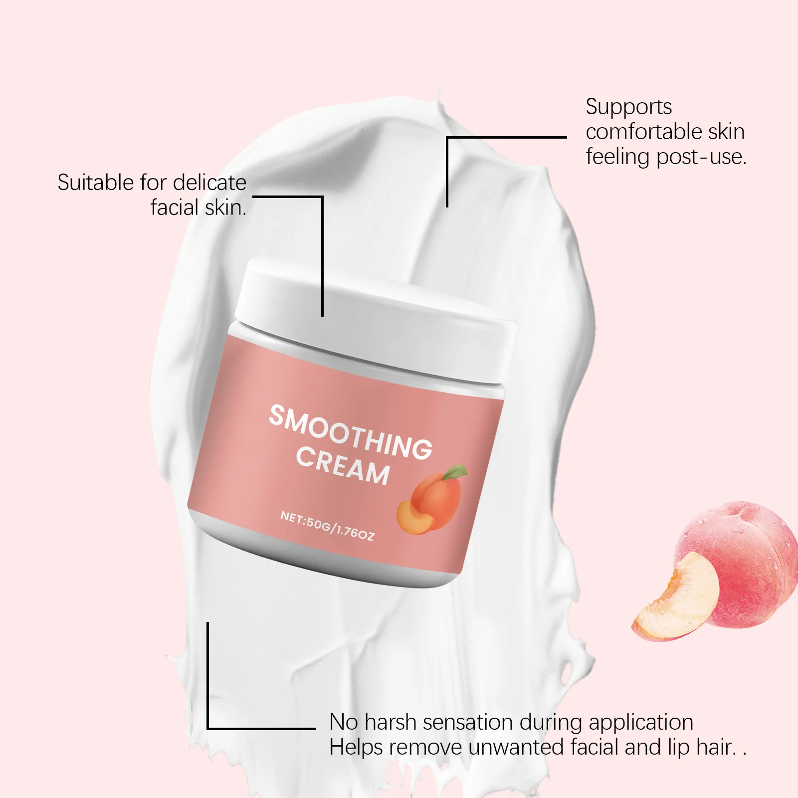 كريم مزيل الشعر الخوخي غير مؤلم مثبط نمو الشعر مهدئ ترطيب لطيف واضح الوجه الشفاه تحت الإبط كريم إزالة الشعر #4