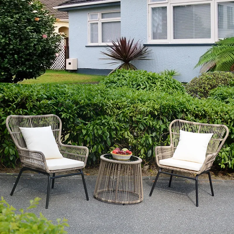 Outdoor rattan table and chair combination rattan chairs, tea table, outdoor garden balcony, leisure terrace,