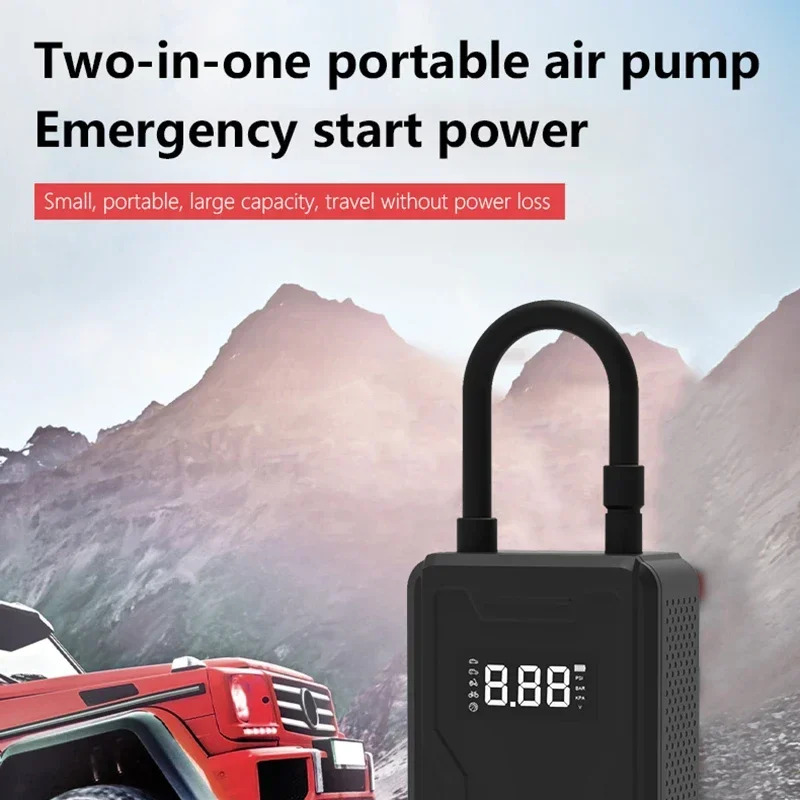 2 In 1 Portable Smart Car Air Pump Emergency Start Power Supply Wireless Tire