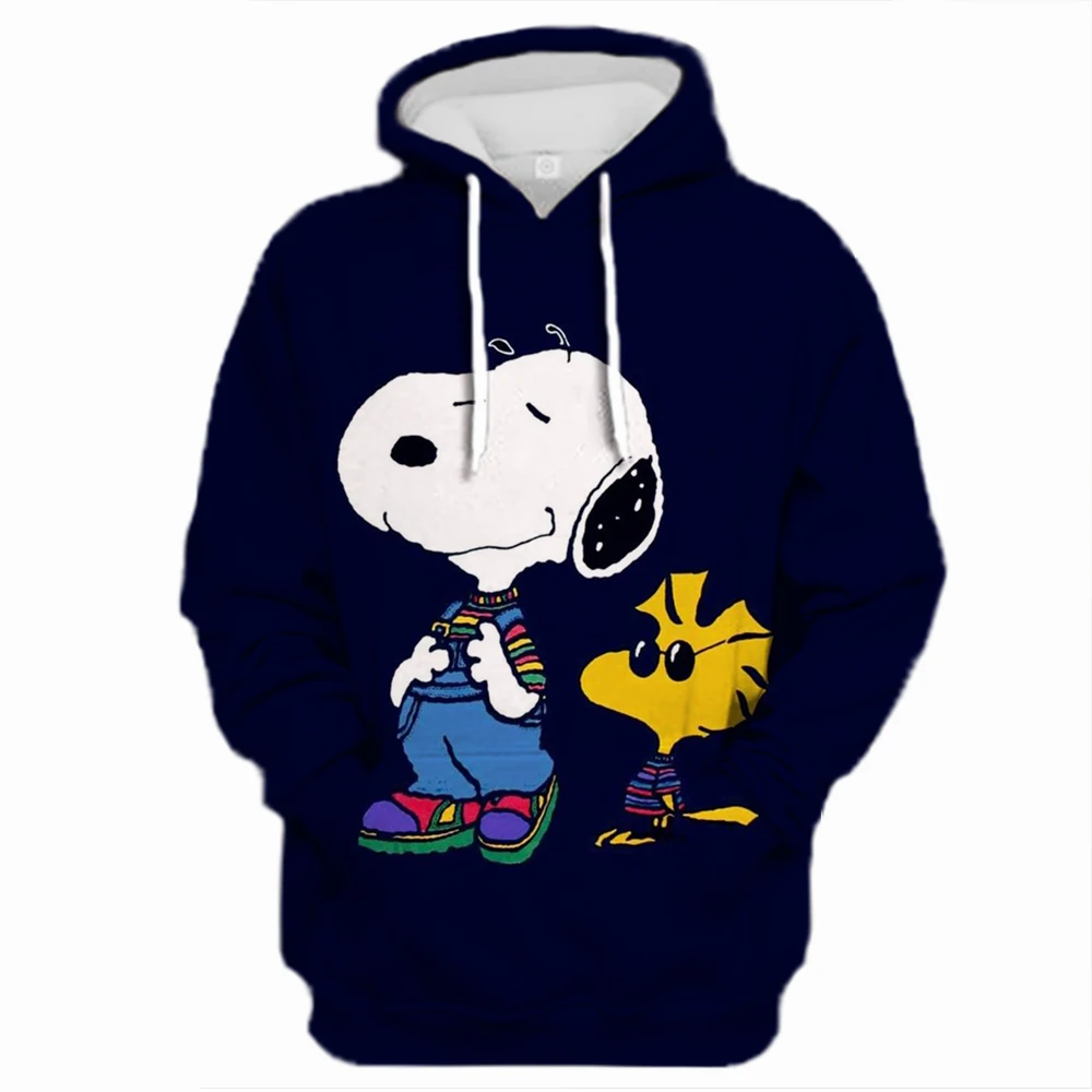 Yellow Snoopy Women Hoodie Tops Spring Autumn New Fashion Men Pullover Cartoon Anime Couple Oversized Sweatshirt Clothes