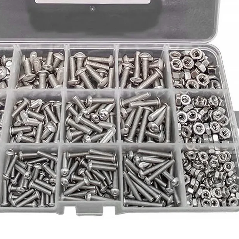 Truss Screw Hex Socket Screw Nut Combination Suit M3 M4 M5 304 Stainless Steel Pan Screw Nut Hardware 500 Grain