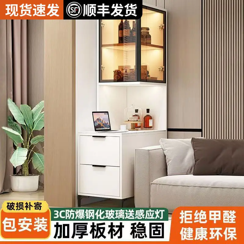 A few rock slab corners on the side of the light luxury sofa a few sofa  cabinets pulling crevice bookcases corner lockers
