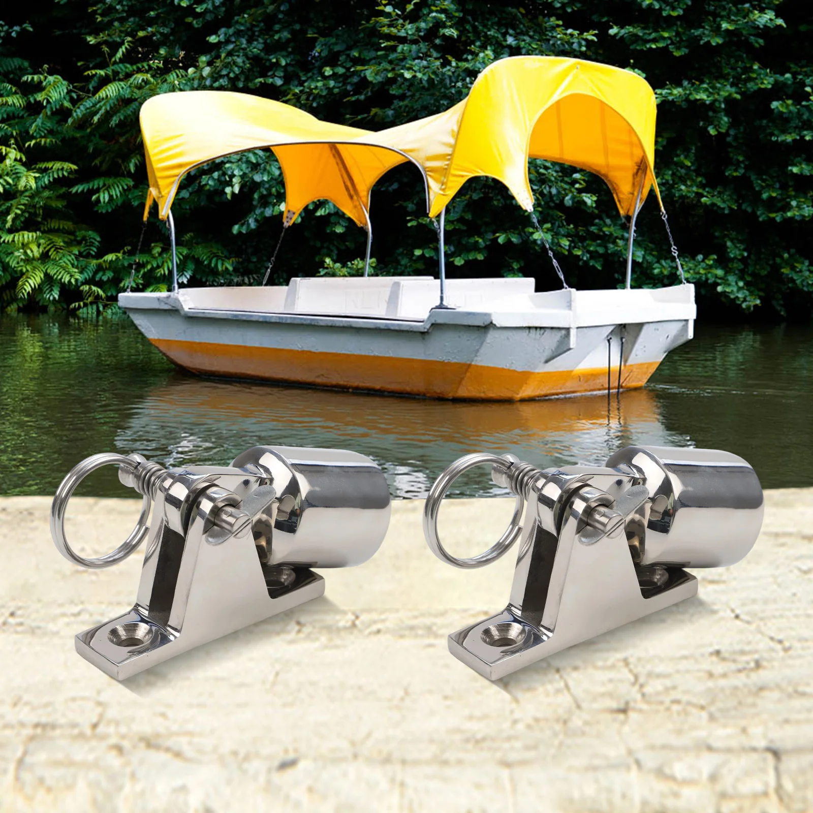 Hinges for Quick Release Pin 25mm Easy Install Sun Shelter Parts Marine-grade 316 Polished Finish for bimini Top Setup