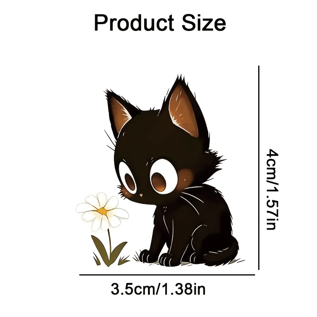 

1Set Cute Black Cat & Flower Waterproof Vinyl Sticker for Motorcycle Car Mirror Phone Wall Decor