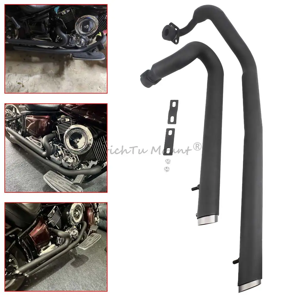 

Motorcycle Accessories For Yamaha V Star XVS1100 Custom/ Classic 2 x Steel Aluminum Alloy Exhaust Pipes Complete Exhaust System