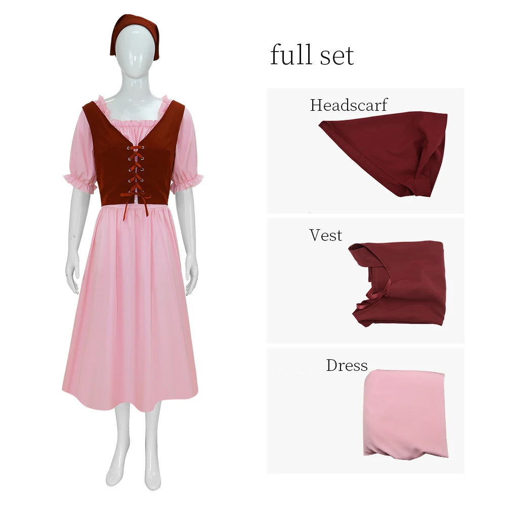 

Elegant Victorian Dress Red Vest Sexy Women Vintage Costumes Mid-Sleeve Ball Gown Prairie Pastoral Costume Halloween Cosplay
