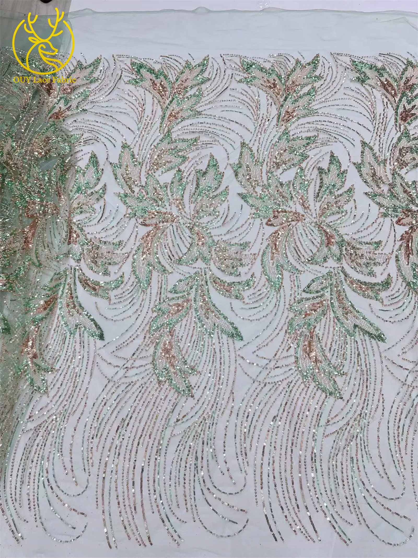 Großhandel Nigerianischer Perlen-Spitzenstoff 2026 Modischer Französischer Afrikanischer Pailletten-Netzstoff für Brautkleider und Partykleider 5 Yards – Detail 12