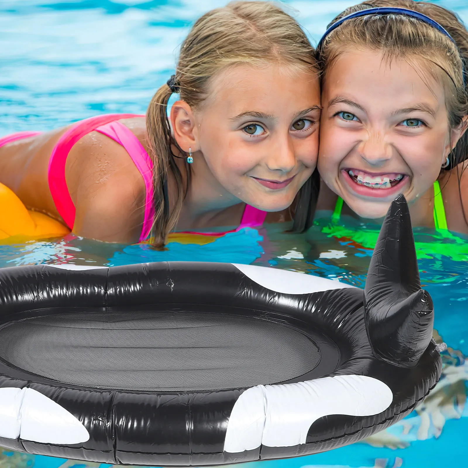 Lettino Galleggiante Gonfiabile in PVC per Piscina, Sedia a Sdraio Pieghevole Leggera per Adulti, Lettino Prendisole da Esterno