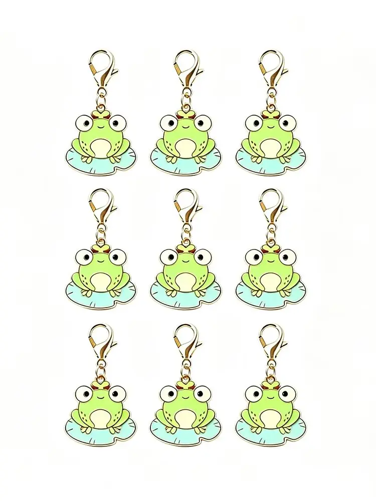 6/15 Stück Kawaii Frosch-Schlüsselanhänger aus Zinklegierung mit Karabinerverschluss, trendige Taschenanhänger, Damen-Accessoires, Großpackung, Geschenk für Feiertage und Geburtstage – Detail 4