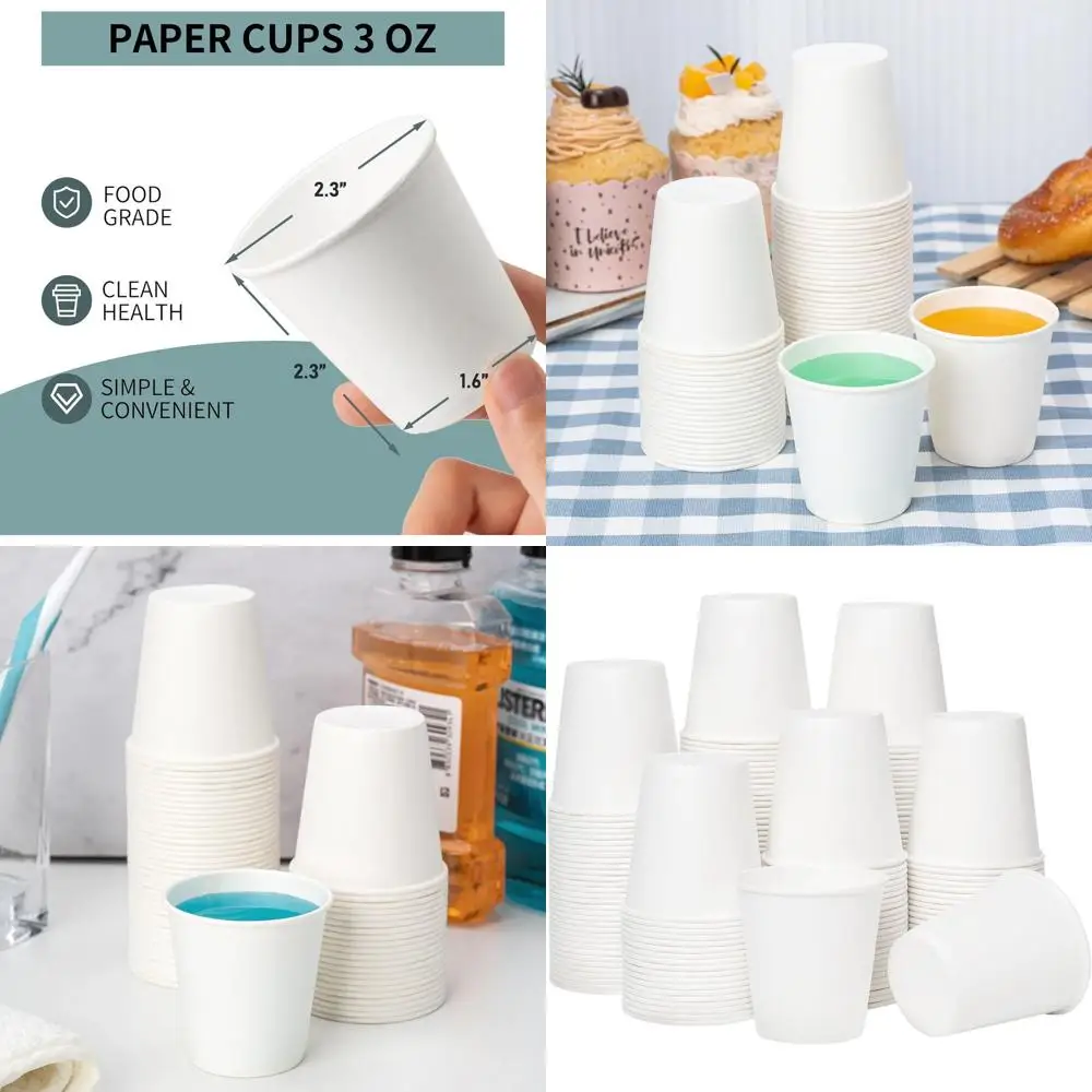 

3 oz Small Bathroom Paper Cups, Perfect for Mouthwash and Snack Serving