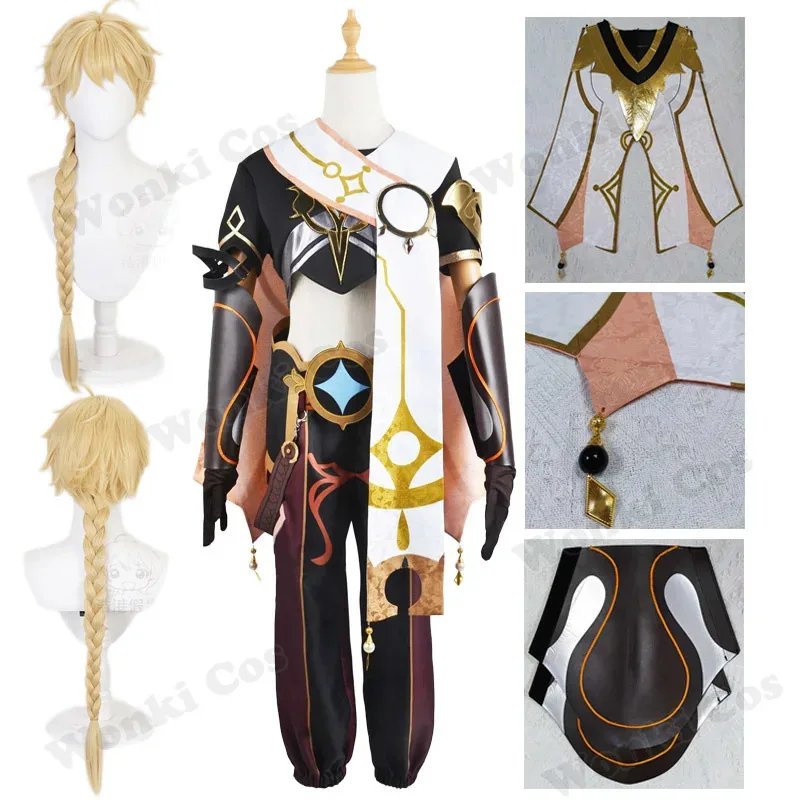 

Game Aether Cosplay Costume Wig Traveler Cosplay Costumes Halloween Party Costumes Full Set Men Outfits