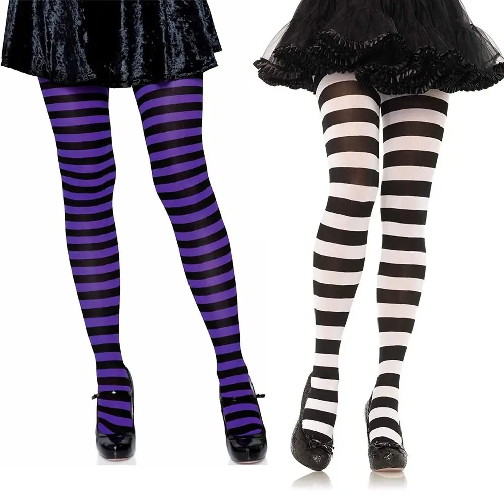 

Cute Striped Pantyhose Elastic Over Knee Long Hosiery Cosplay High Stockings Halloween Party