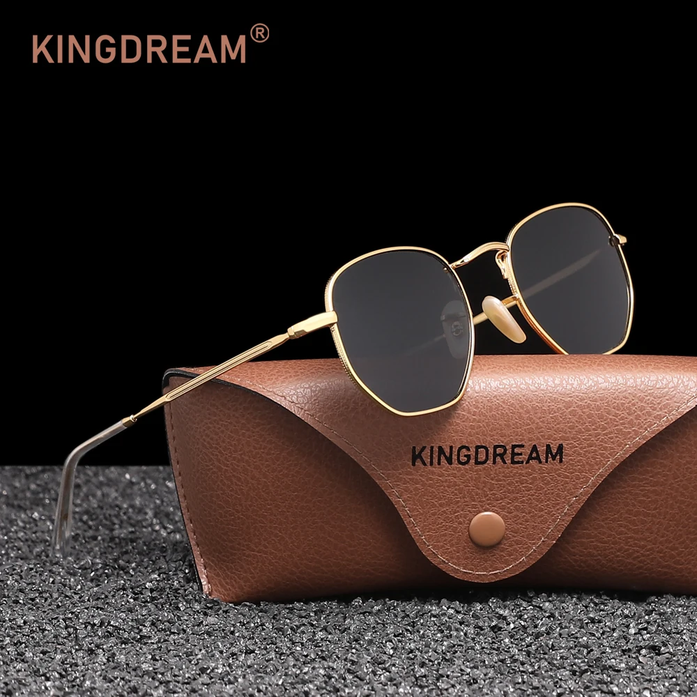 KINGDREAM Damen-Sonnenbrille, polarisiert, rund, Antireflexionsbeschichtung, Legierung, lässig, UV400, für Herren, Reisebrillen, Zubehör