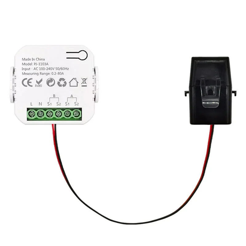 Tuya Smart Life Wi-Fi энергетический монитор двунаправленный 1-канальный с зажимом CT App Monitor-AT64