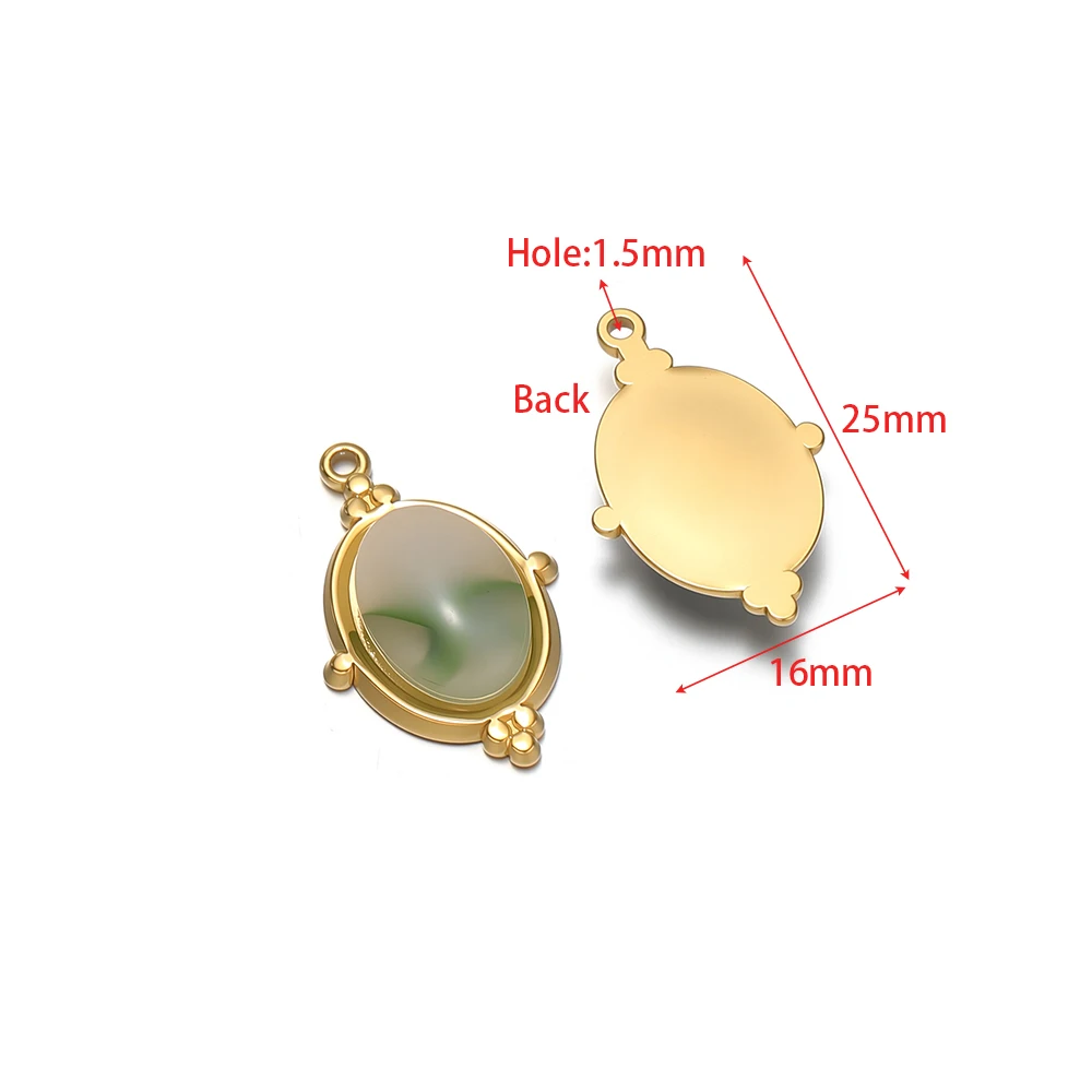 4 Stück Edelstahl-Naturstein-Anhänger, Vintage-Halsketten-Anhänger für DIY-Schmuck, Ohrringe, Armbänder und Accessoires für Damen – Detail 2
