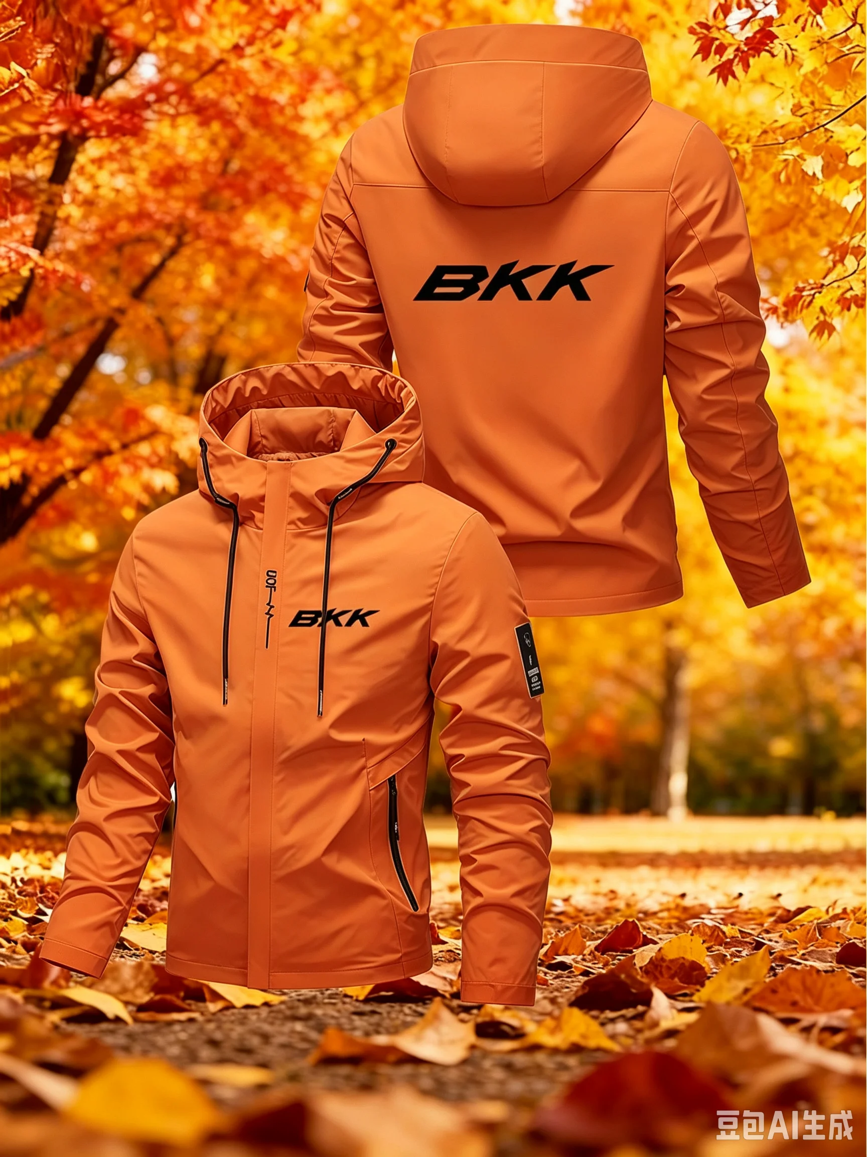 Herren-Kapuzenjacke BKK mit großem Buchstabenmuster, geeignet zum Wandern, Bergsteigen, Angeln und Campen. – Detail 9